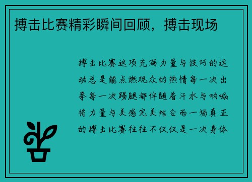 搏击比赛精彩瞬间回顾，搏击现场